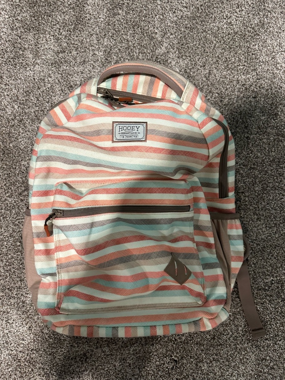 Hooey Striped Backpack in Coral & Mint
